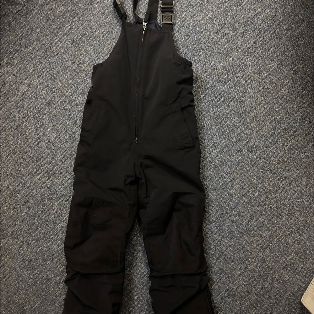 Black youth snow pants with bibs